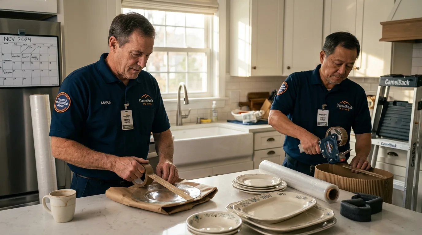 Professional crew packing kitchen dishware in Fayette, MS